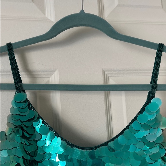 Vintage Sequin Green Dress - Picture 5 of 6